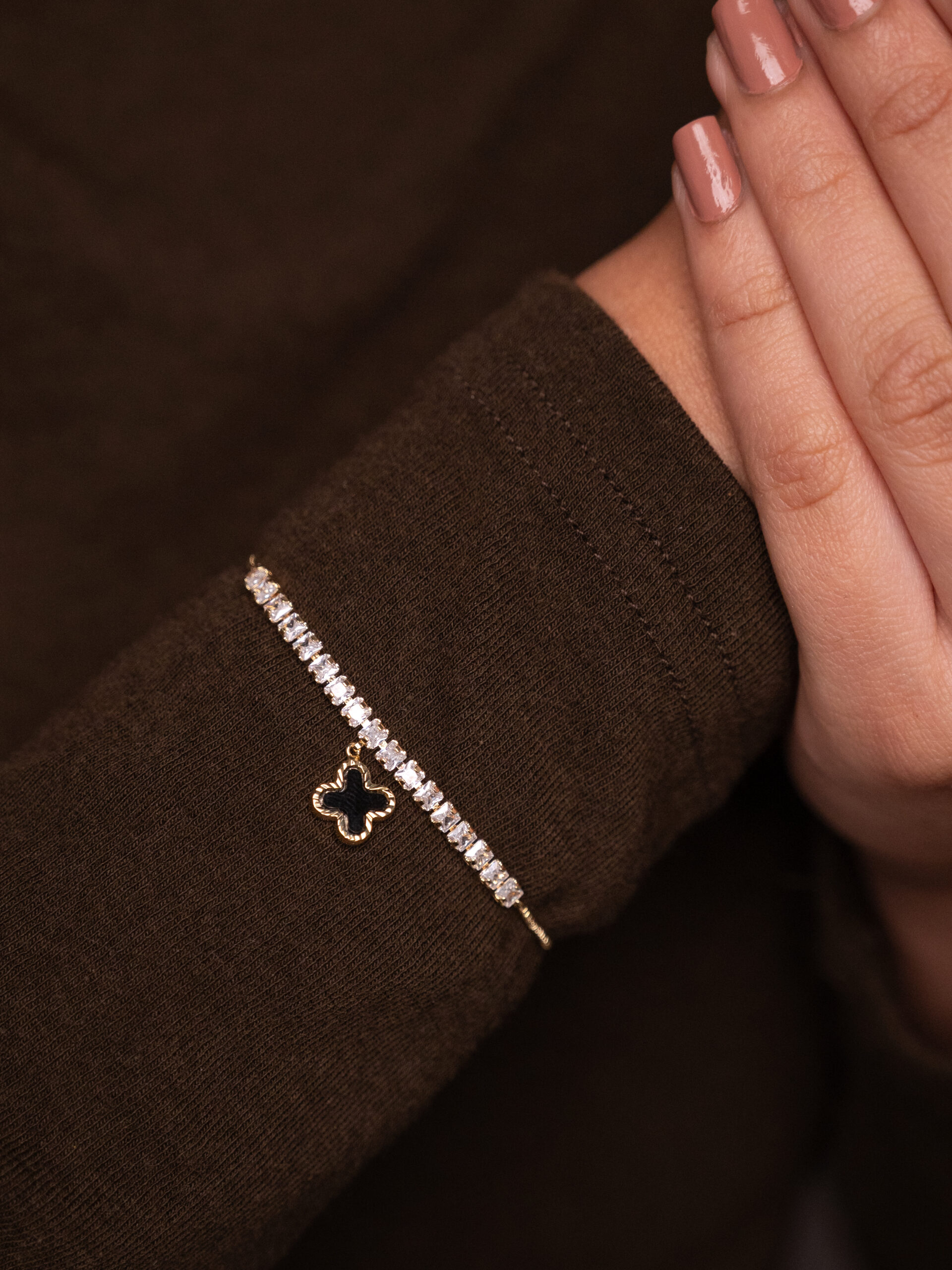 Onyx Clover Tennis Bracelet
