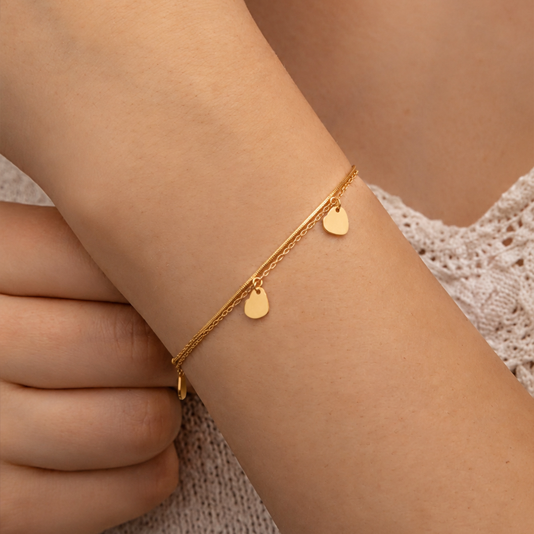 Heart Charm Layered Bracelet - Image 3