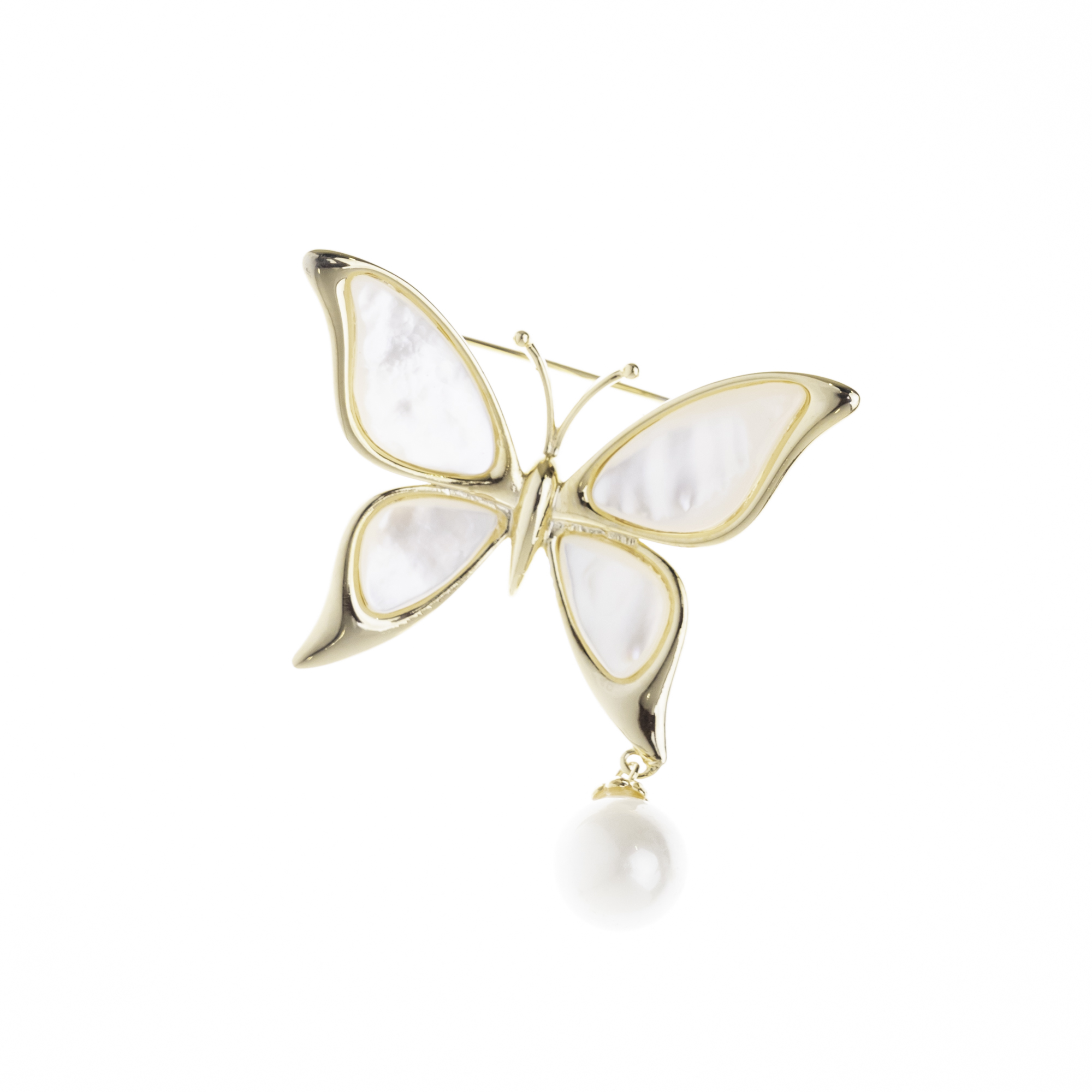 Pearl Butterfly Dangle Brooch - Image 3