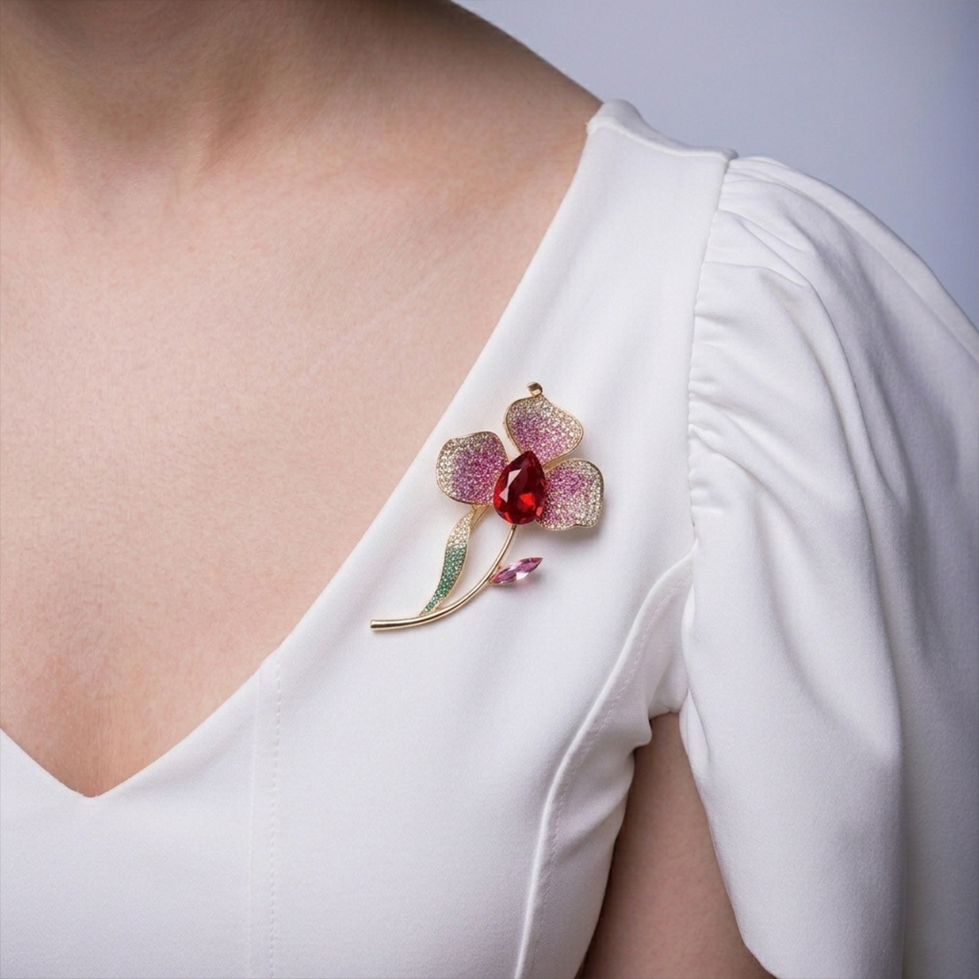Orchid Crystal Brooch - Image 3