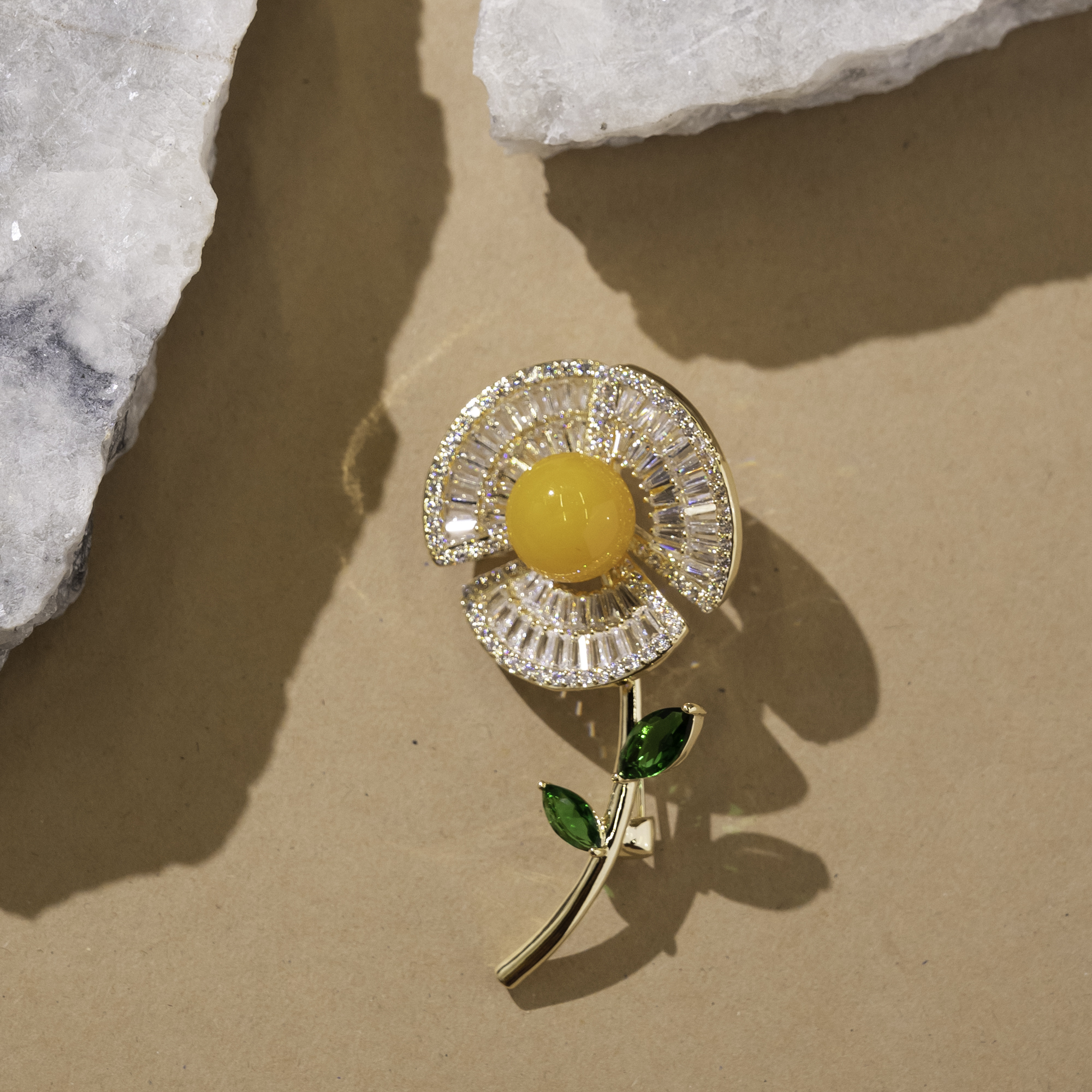 Golden Sun Floral Brooch