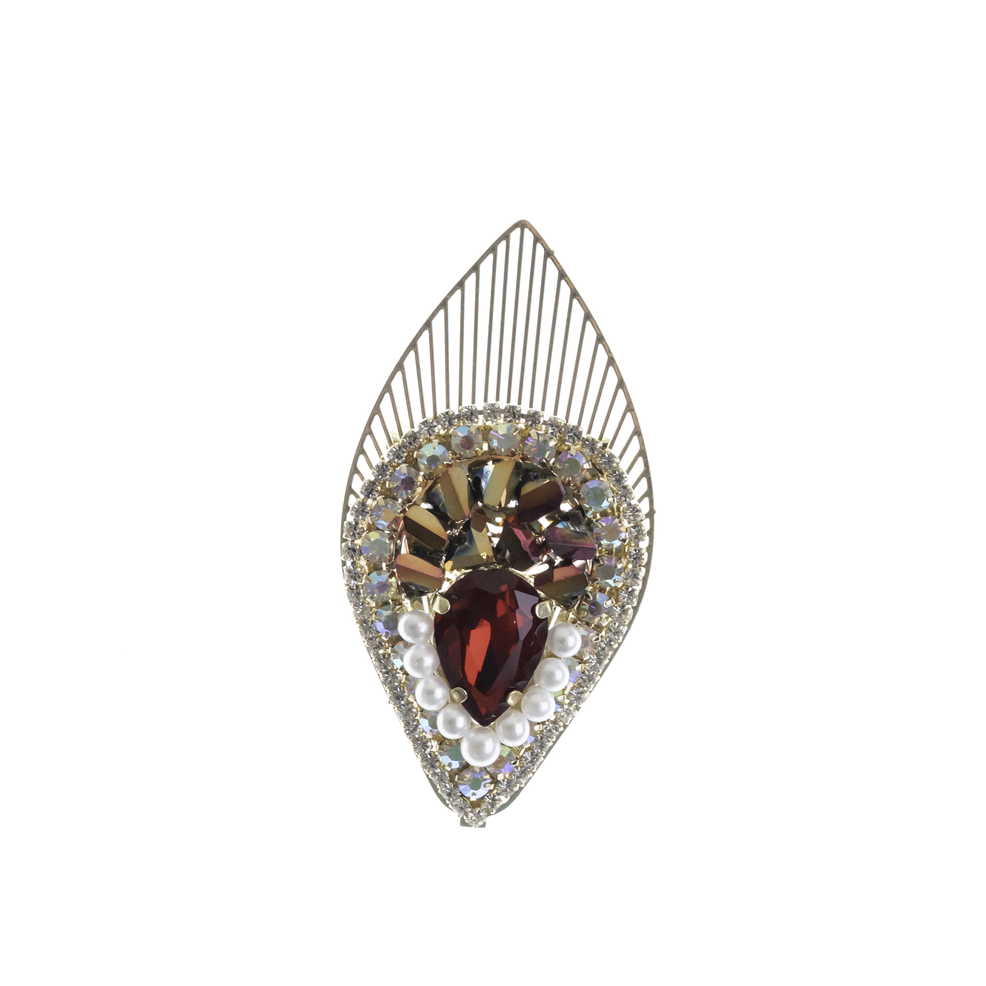 Crimson Filigree Leaf Brooch - Image 2