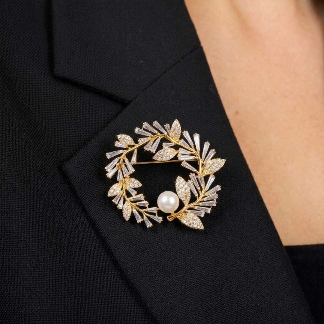 Wreath Pearl Brooch - Image 2