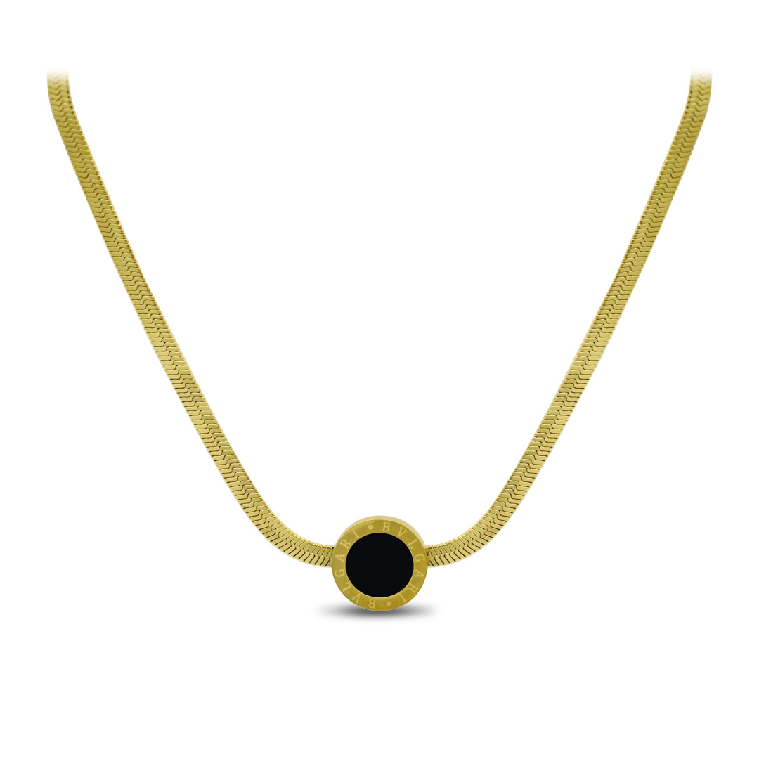 Onyx Medallion Snake Chain Necklace