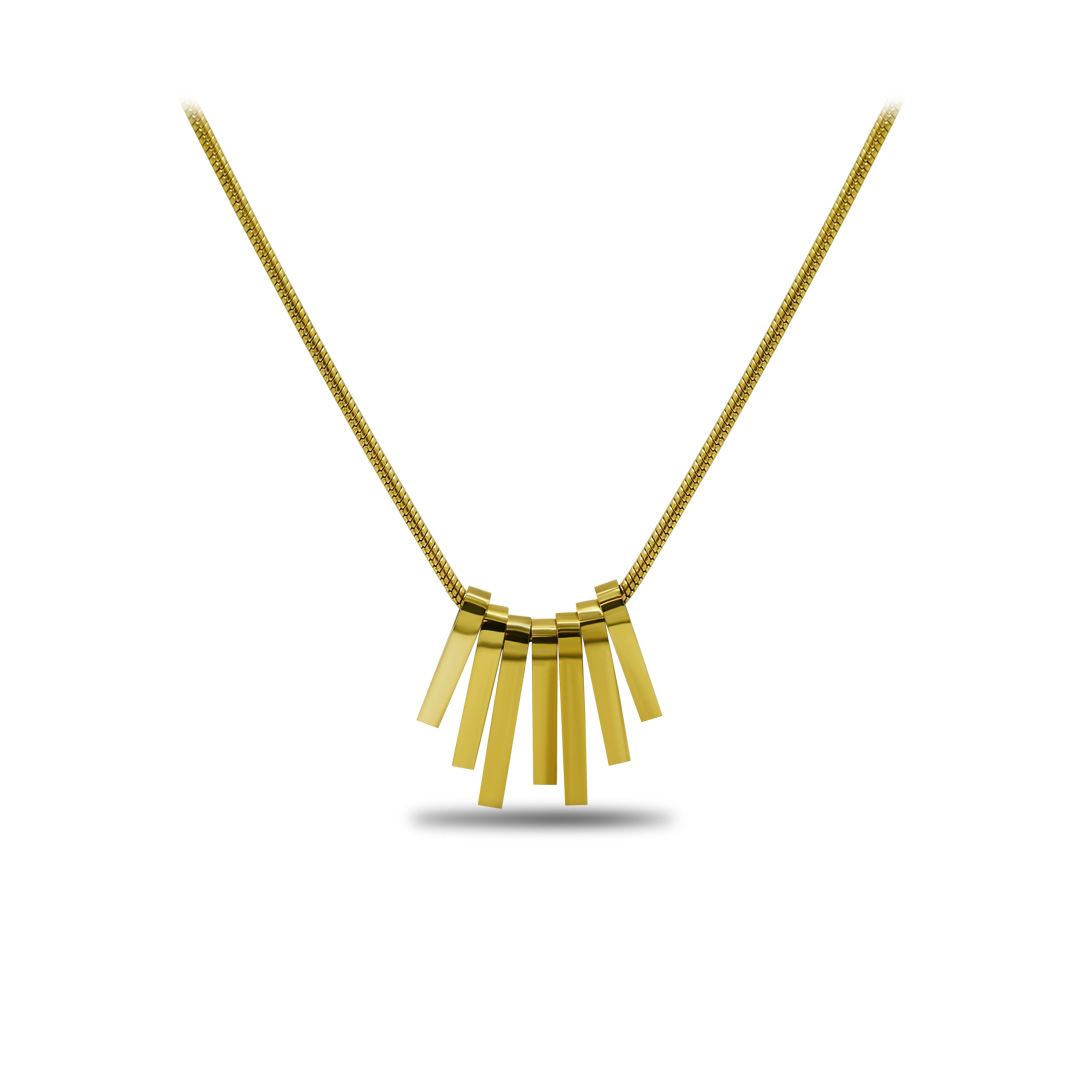 Geometric Vertical Bar Fringe Necklace