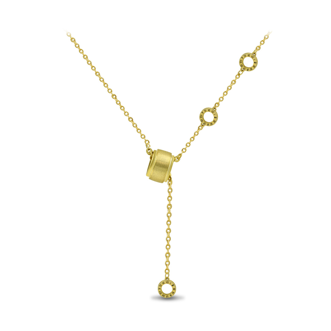 Roman Numeral Lariat Barrel Necklace