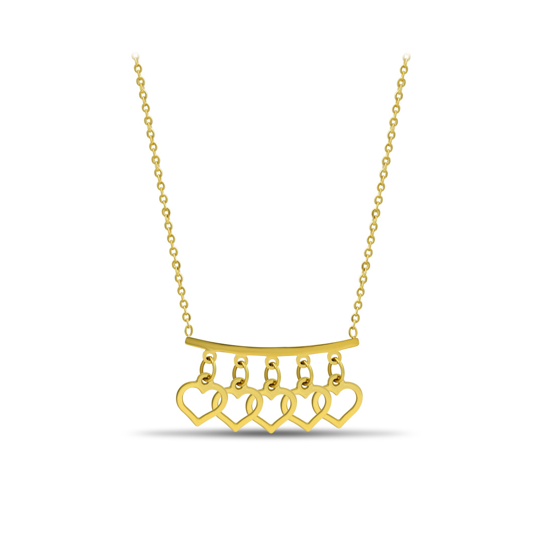 Five-Heart Dangle Bar Necklace