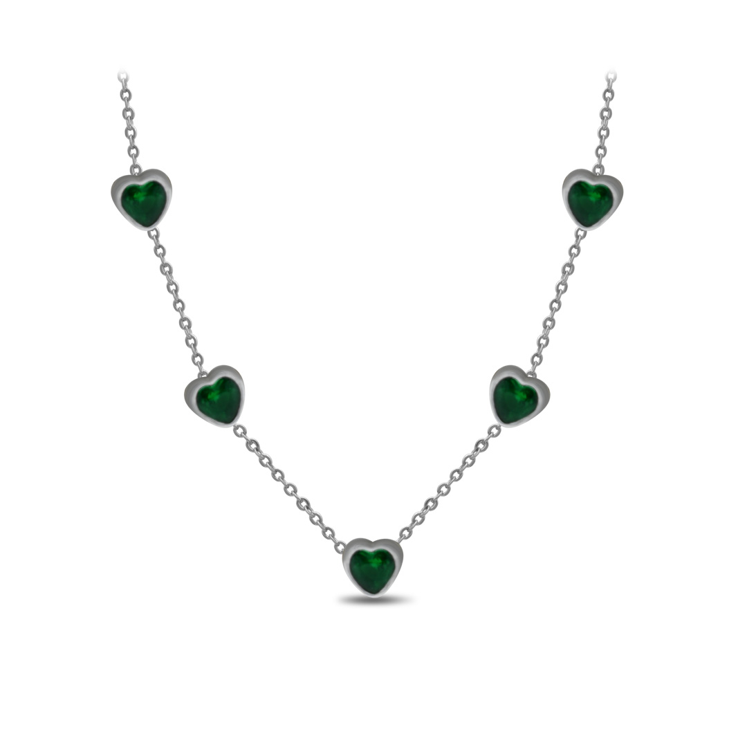Emerald Heart Station Necklace