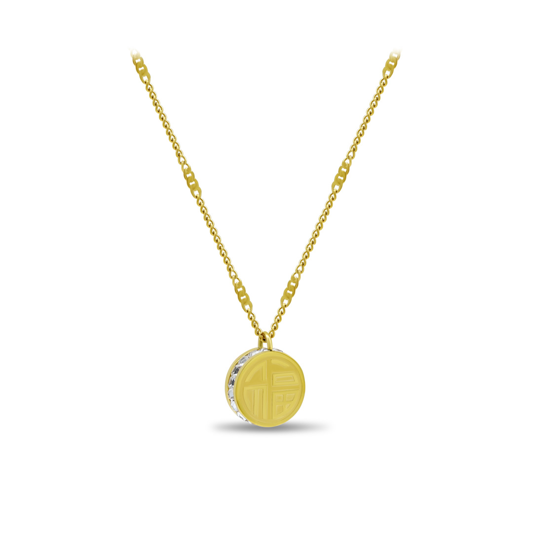 Symbol Crystal Medallion Necklace
