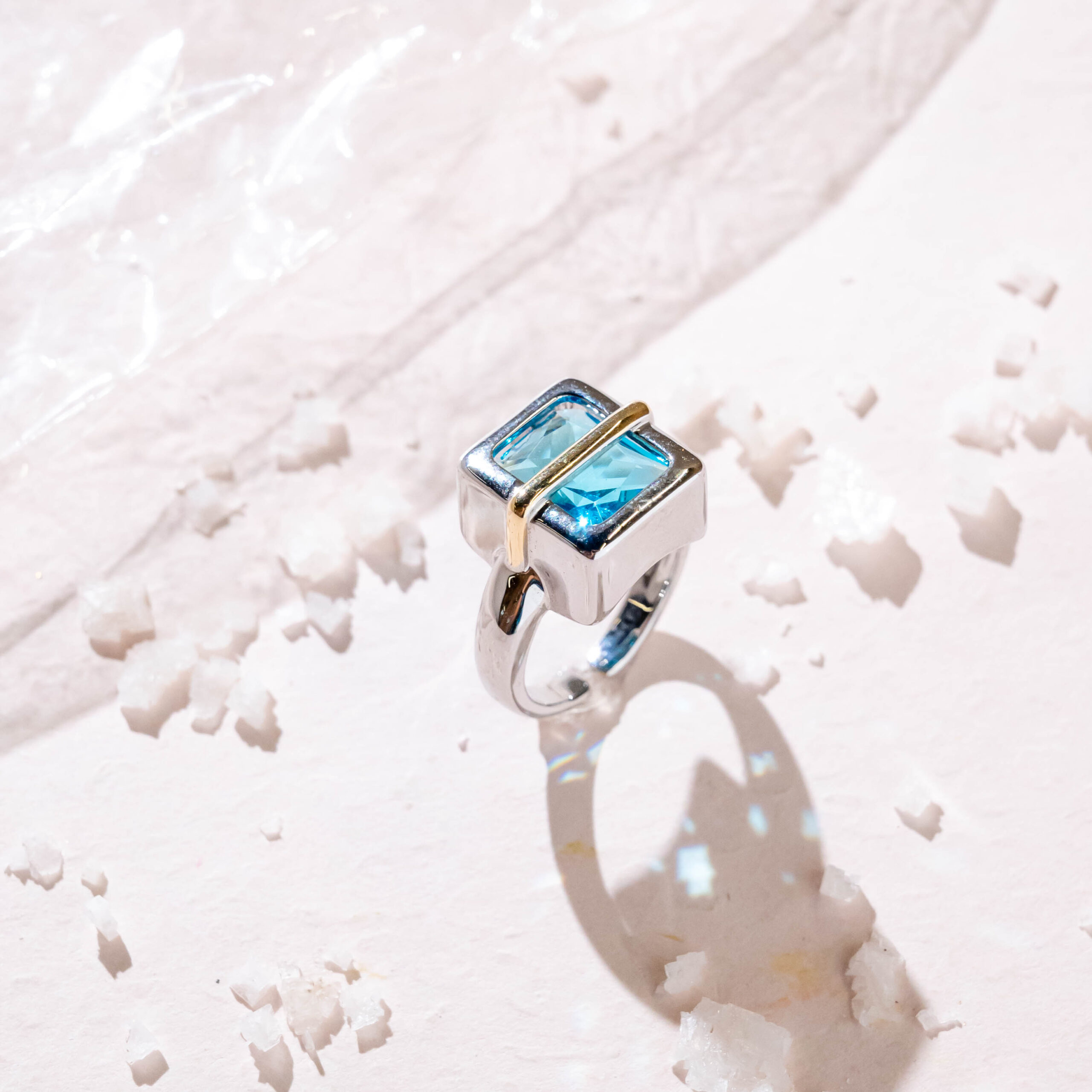 Azure Square Fusion Ring