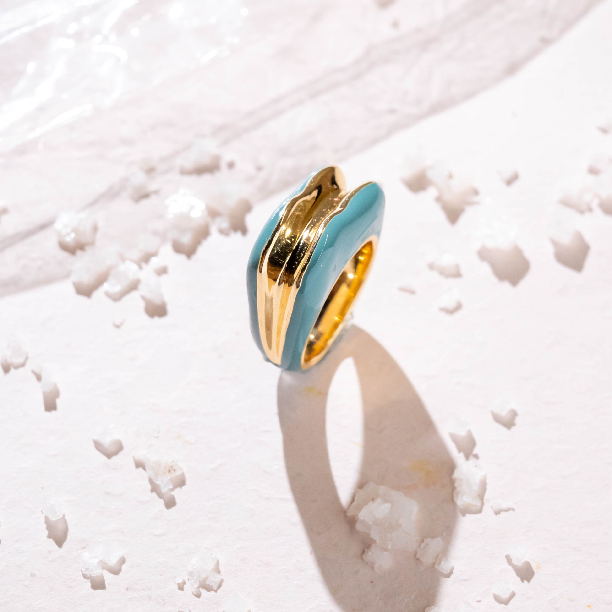 Emerald Enamel Wave Ring