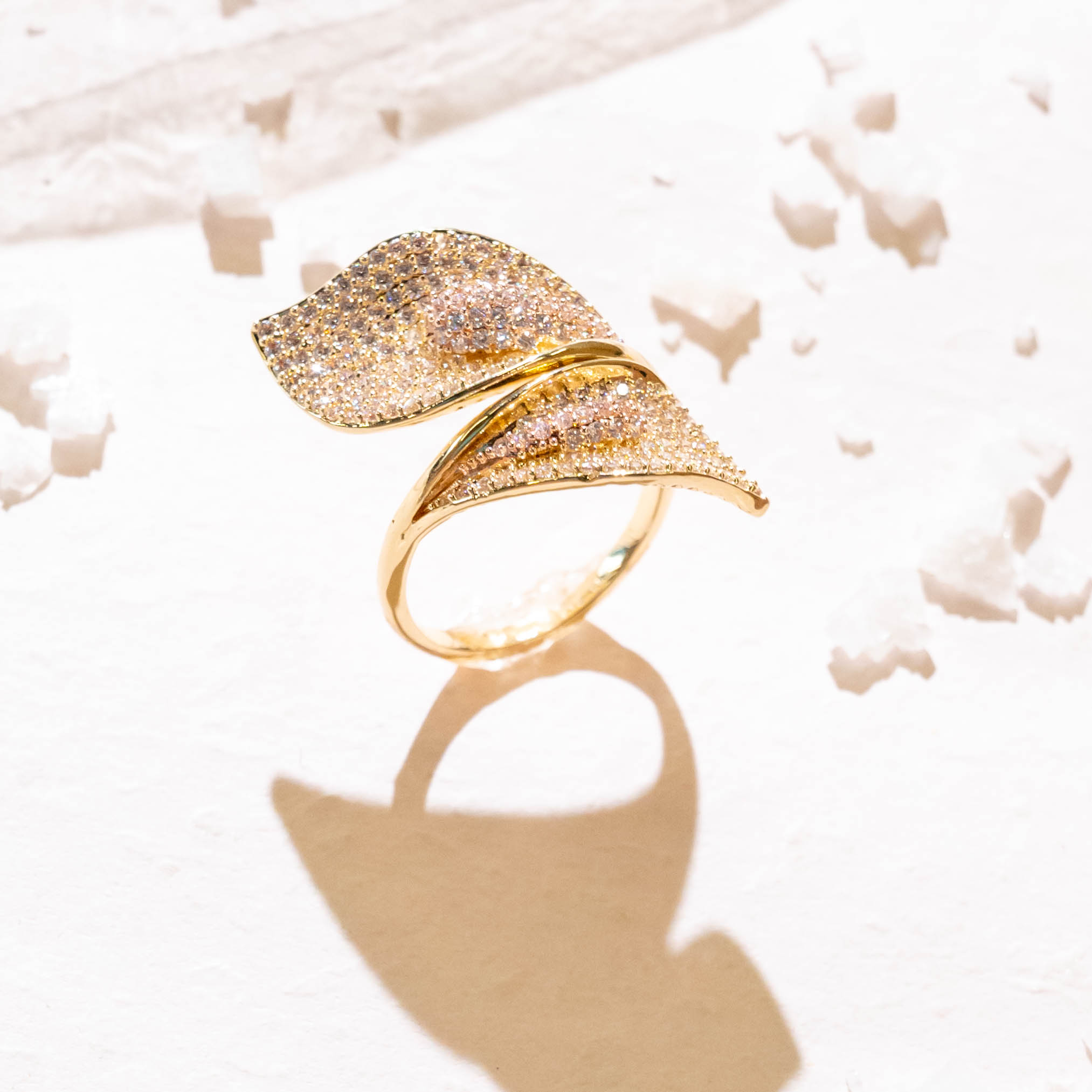 Gilded Petal Bypass Ring